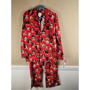 NWT Nick & Nora Kids Red Milk Bone Dog Print Pajamas XL‎ 14 16